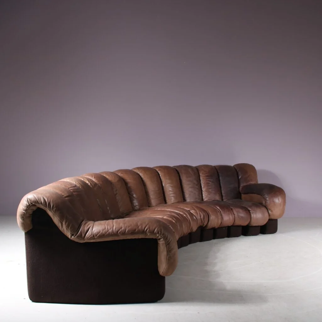 m27813 1970s Brown leather sectional DS600 non-stop sofa Heinz Ulrich, Ueli Berger en Eleonore Peduzzi-Riva De Sede, Switzerland