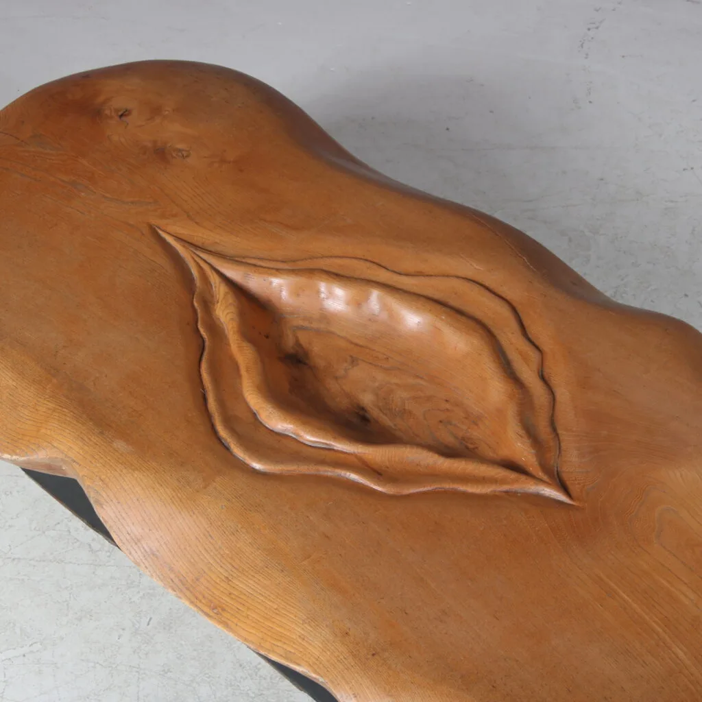 m27810 1970s Sculptural wooden coffee table / Gerard Ducouret, France