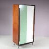 m27725-6 1950s Wooden cabinet with coloured metal sliding doors Willy van der Meeren Tubax, Belgium