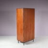 m27725-6 1950s Wooden cabinet with coloured metal sliding doors Willy van der Meeren Tubax, Belgium